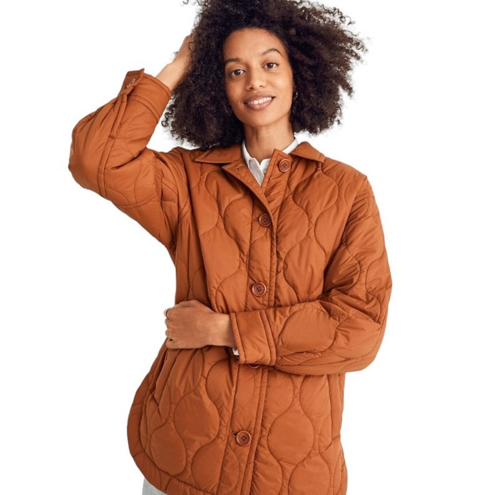 Madewell Shacket Airpuff Light Quilted Jacket - Warm Coffee - NWT